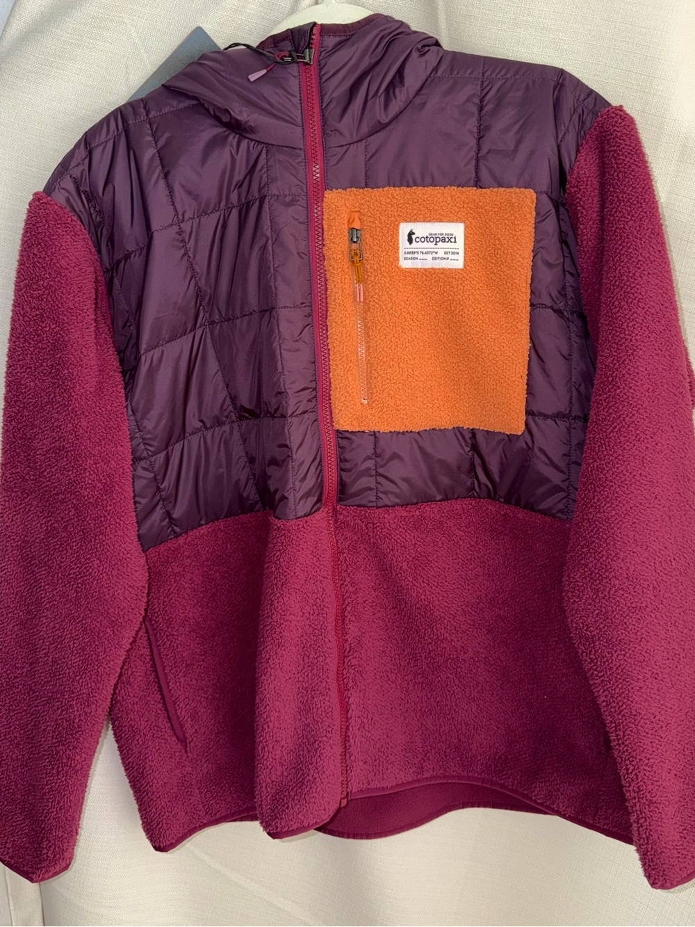 Cotopaxi Trico Hybrid Hooded Colorblock Fleece Jacket - Blackberry & Jam
